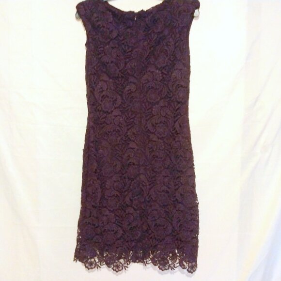 Lauren Ralph Lauren Lace Cocktail Dress 8 Lined Sleeveless Wedding Evening - Picture 4 of 15